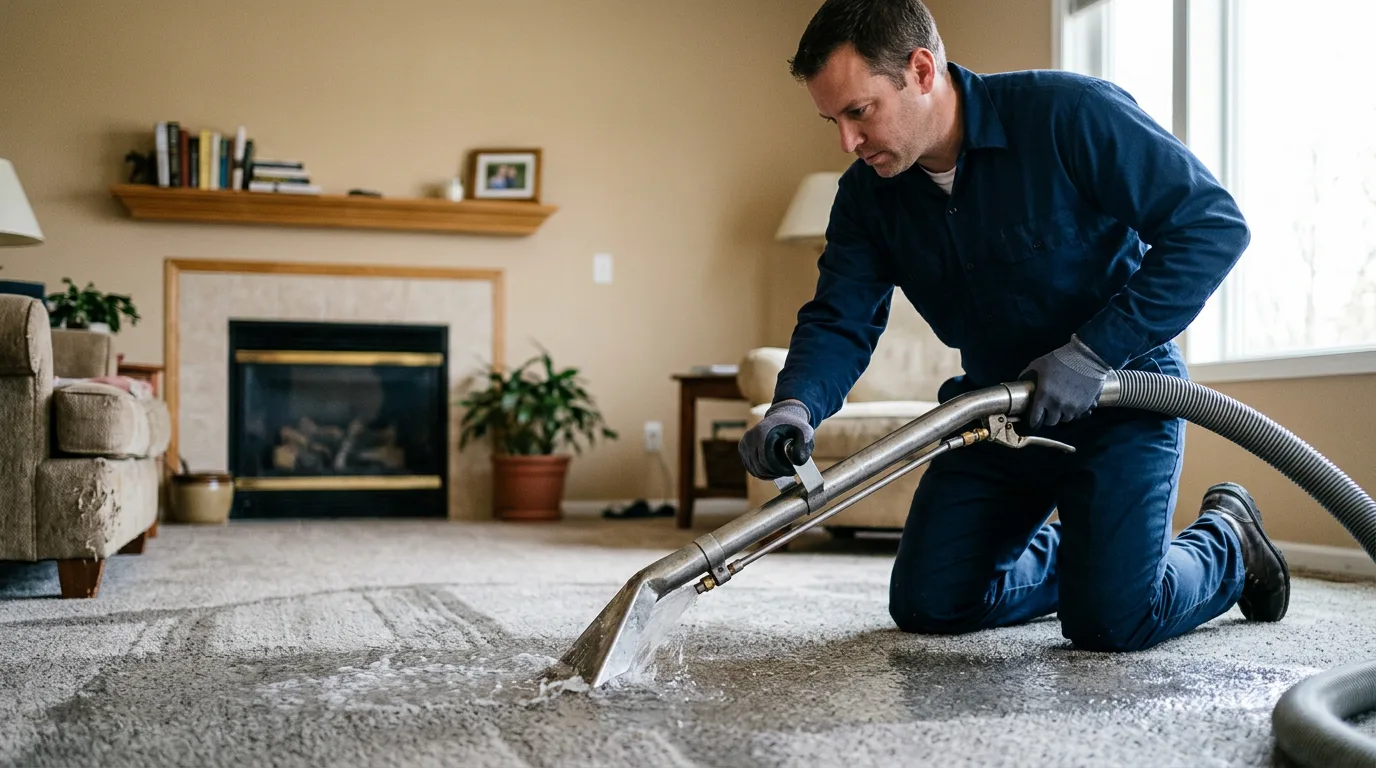 Water damage restoration technician working near Burna, KY
